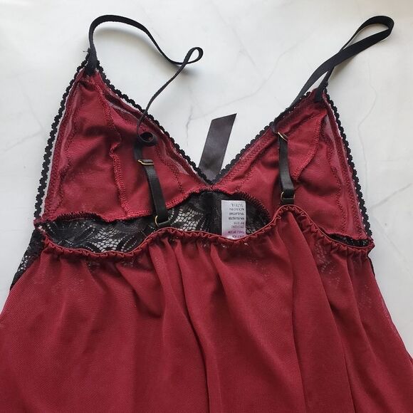 Baby doll nightie black and burgundy - Picture 5 of 8